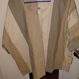 Vintage ANNE PINKERTON  Striped Linen Tunic - Neutral Stripe